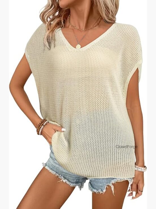 Sweaters - Wool Crochet Sweater Vest Sleeveless Oversized Coverup Top